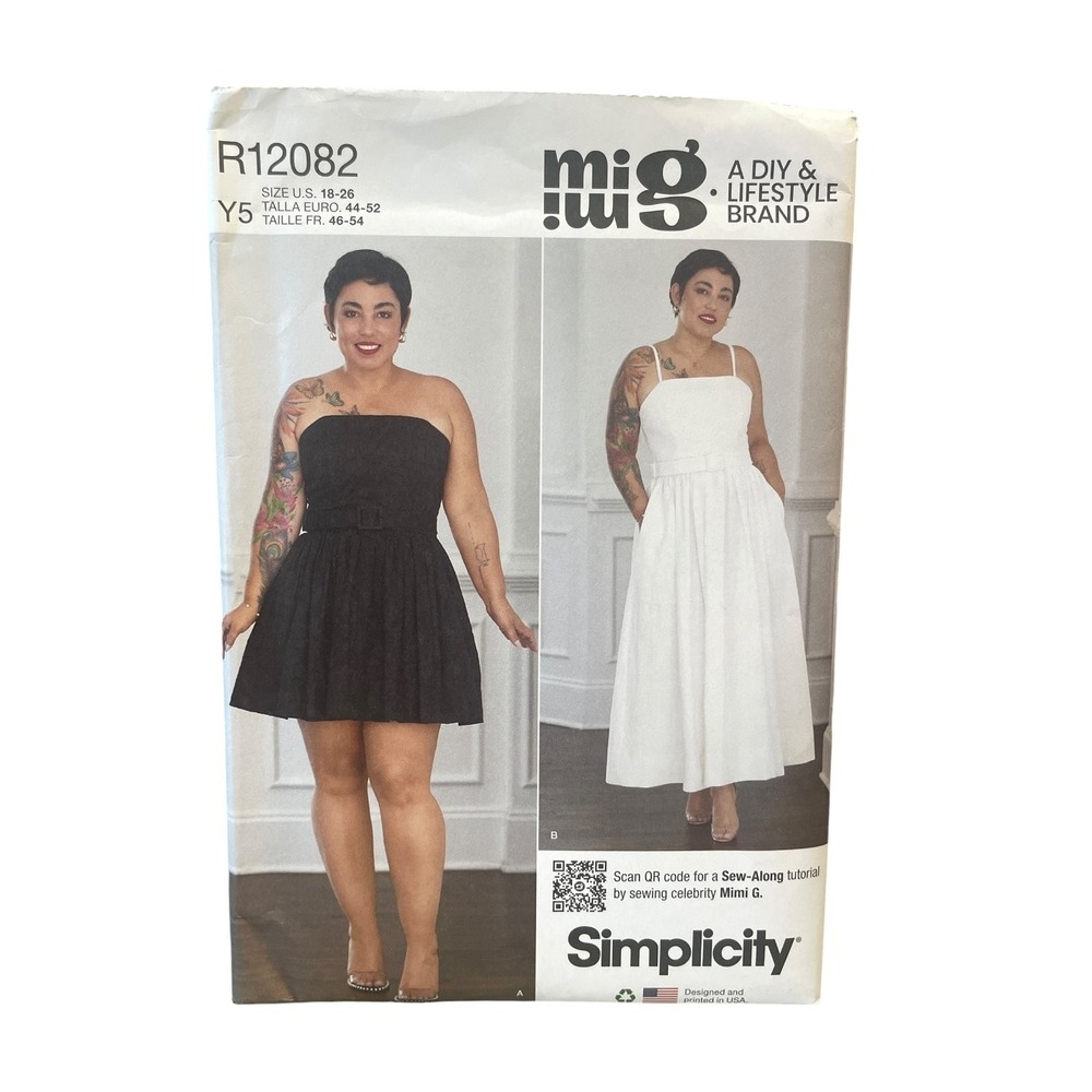 Simplicity R12082 Misses Dress & Belt Pattern US 18-26 Strapless Midi DIY